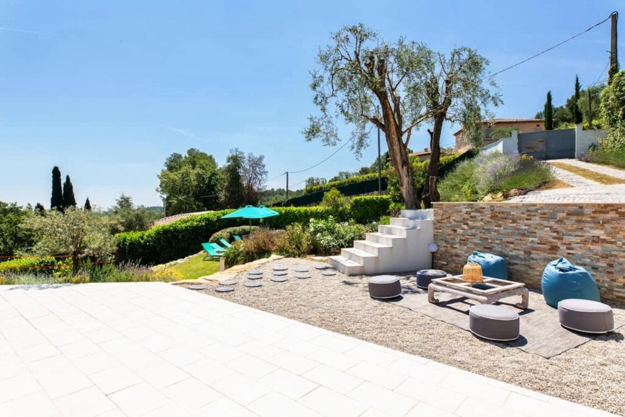 Cote D'Azur, Villa New Gold Dream With Heated And Privat Pool, Sea View Le Rouret Exteriör bild